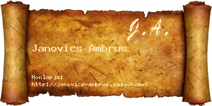 Janovics Ambrus névjegykártya