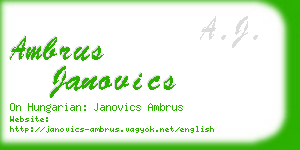 ambrus janovics business card